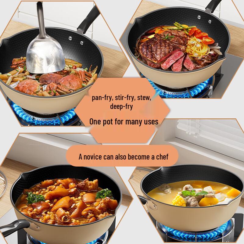 Wutuo 32CM Honeycomb Non-Stick Wok