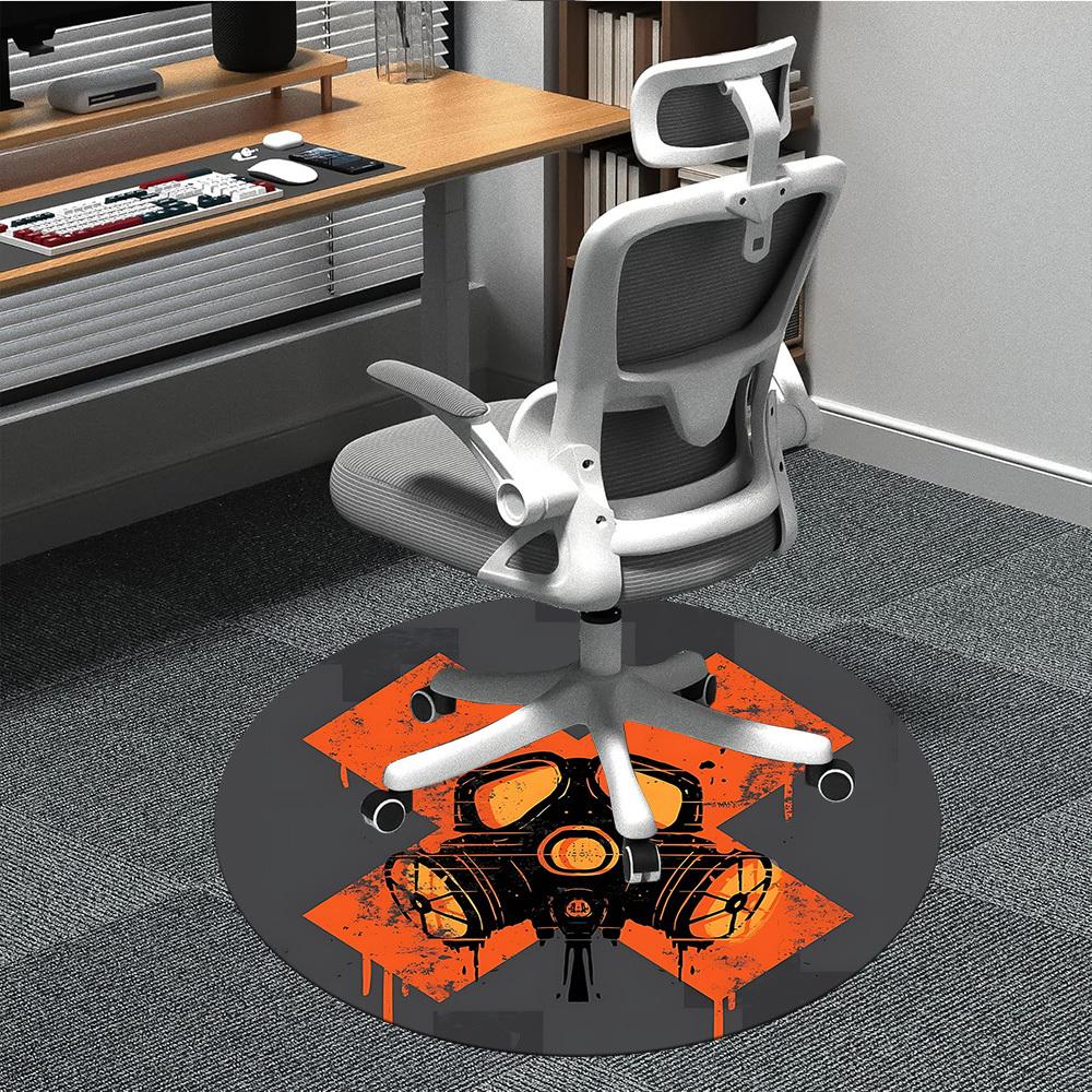 1pc Radiation Mask Office Round Area Rug, Indoor Mat Suitable For Office, Under Office Chairs Bedroom Living Room Home Decor, Room Deco