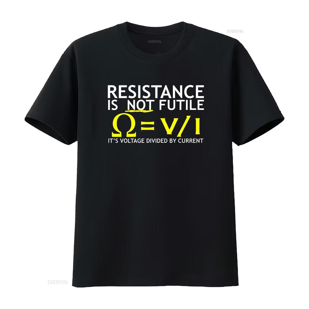 Voltage Divided By Current Unisexs T Shirt Funny Electrician Joke Science Vintage Washed Homme Stretched Streetwear Graphic Soft