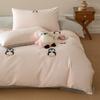 Egyptian Cotton Cute 3D Animal Embroidery Bedding Set Ultra Soft Comfortable Duvet Cover Elastic Fitted Sheet Pillowcases