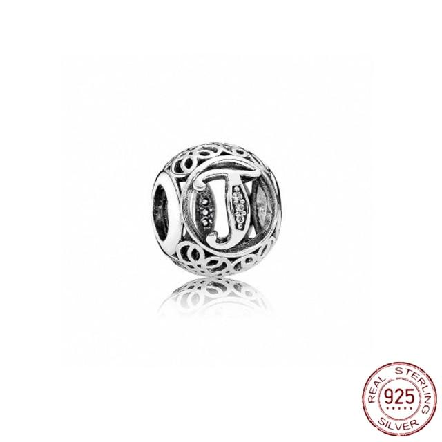 Браслет-подвеска из серебра 925 пробы с буквами AZ и буквами, бусины с именем для женщин, DIY кулон, изготовление ювелирных изделий