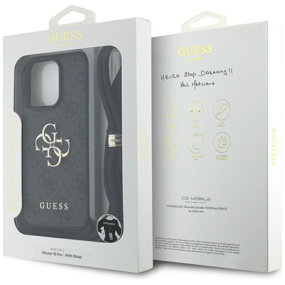 Etui do iPhone 16 Pro Guess 4G Big Logo Crossbody Czarne