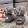 Women Boots Real Fox Fur Winter Shoes Warm Black Round Toe Casual Plus Size Female Snow Boots Drop Ship