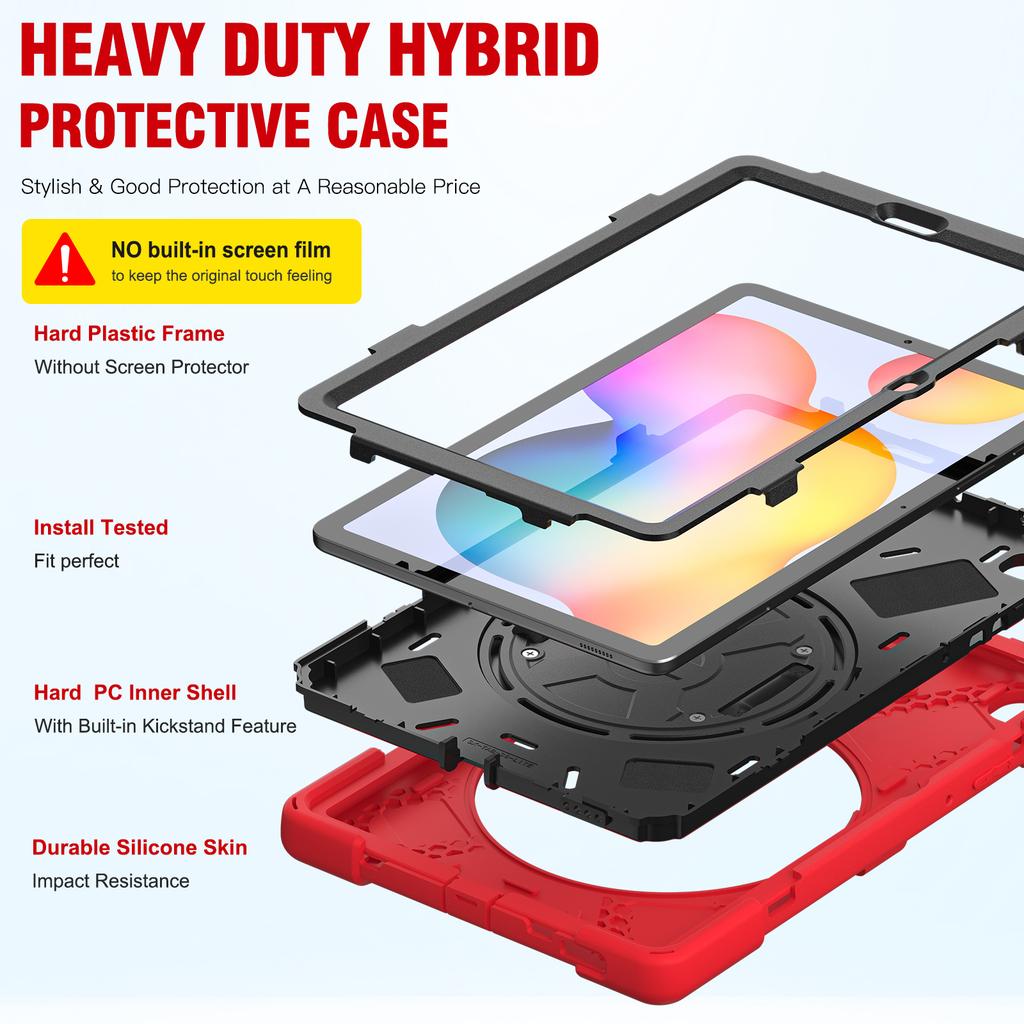 For Samsung Galaxy Tab S6 Lite Stand Case SMP620 P610 P613 P615 P619 Anti-knock Cover Holder with Pencil Slot and Shoulder Strap