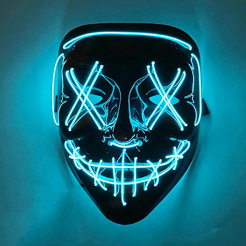 2026 Halloween Party Supplies Luminous LED Purge Mask Wireless EL Neon Light Full Face Mask Cosplay For Adult Glow In The Dark 3