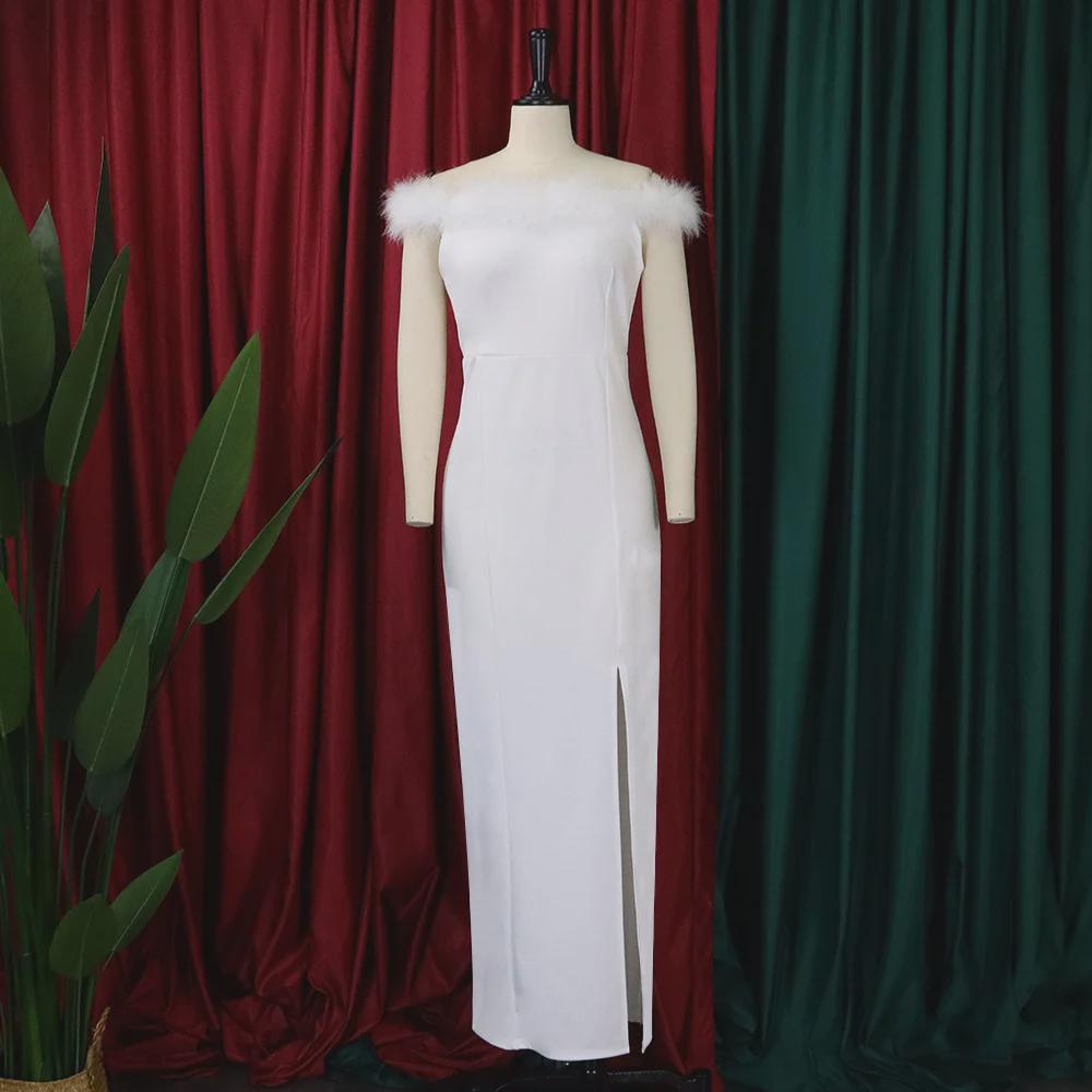 D285 2022 Новое женское европейское и американское модное вечернее платье с перьями