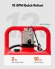 Fuel Caddy, 32 Gallon, Portable Fuel Tank with 12V DC 15 GPM Electric Fuel Transfer Pump, 13 ft Delivery Hose & Aluminum Alloy Manual Nozzle, Gas