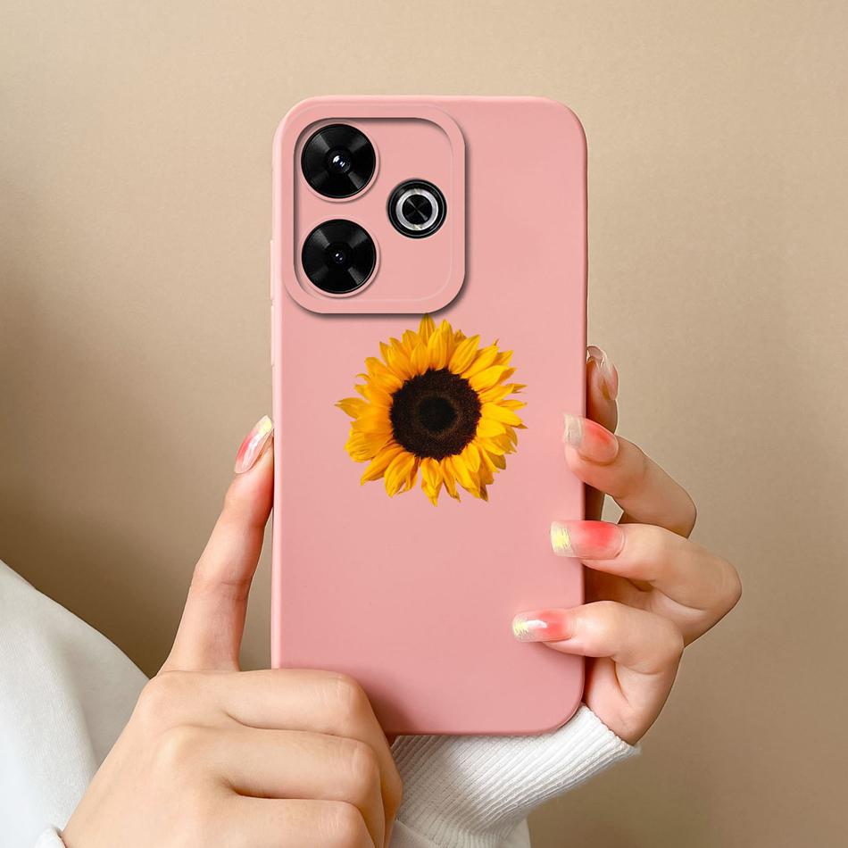 Чехол для Poco M6 Pro Подсолнух Защита камеры Чехлы для телефонов Для Xiaomi Poco M 6 M6Pro 4G 5G Мягкая задняя крышка из жидкого силикона