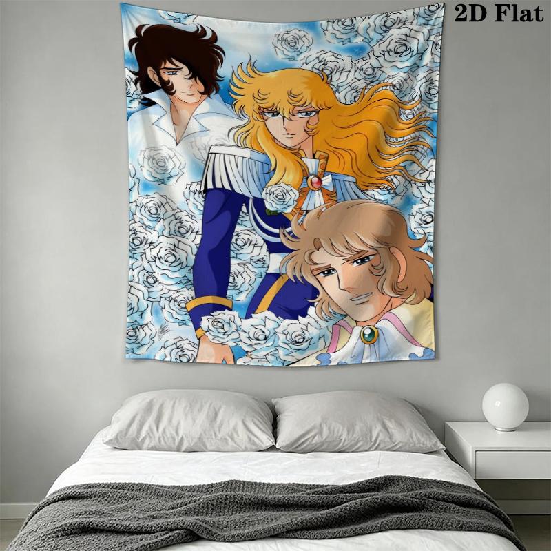Versailles Rose Love Wall Tapestry Aesthetic Wall Hanging Printed Fabric Blanket Decorative Tapestries for Bedroom Living Room Home Decor
