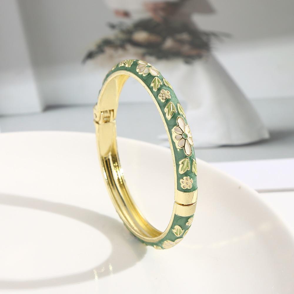 Zinc Zinc Alloy Material Enamel Bracelet Ethnic Floral Motifs Cloisonne Bracelet Gift Giving
