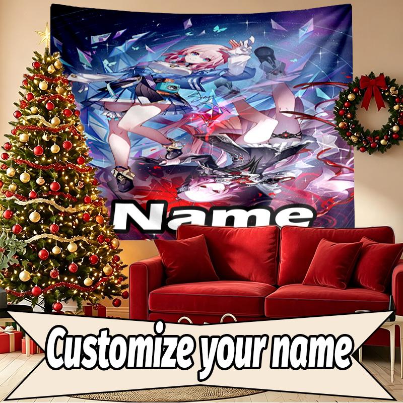 Custom Name Personalized Genshin Impact Print Tapestry, Wall Art Decor, Bedroom, Dorm, Apartment, LivingRoom, Party Backdrop, Gift for Birthday