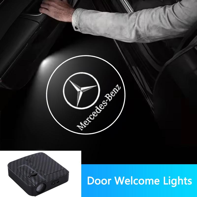 TGM3 Carbon Fiber 2PCS Car Door Lights Door Lights Logo Projector Door Welcome Light For Mercedes Benz C180 C200 C260 C300 W108 W124