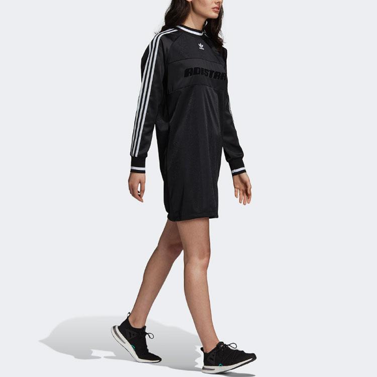 adidas Женское платье-футболка Originals с длинным рукавом и 3 полосками Черный DH4233