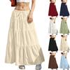 Women's Flowy Flared Ruffle Hem A Line Maxi Skirts Elastic Waist Elegant Tiered Layer Boho Long Skirts
