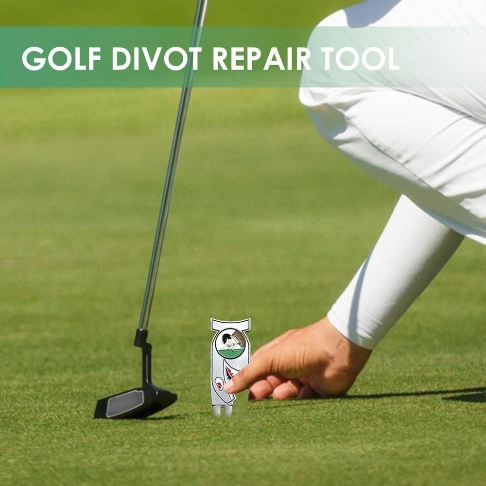 4 in 1 Golf Divot Fork Repair Tool Anti-rust Golf Gift Set Golf Ball Marker   Bottle Opener