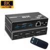 8K HDMI KVM-переключатель 2 в 1 Выход 2x1 Переключатель USB 3.0 KVM-переключатель Поддержка RJ45 Ethernet 8K 30 Гц, 4K для Компьютерного Монитора Клавиатуры