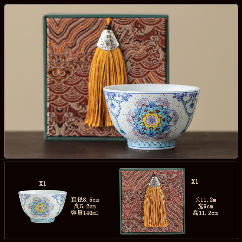 Blue and white bucket color tea cup New Chinese ceramic personal master cup Home office hospitality tea set Press hand small teacup