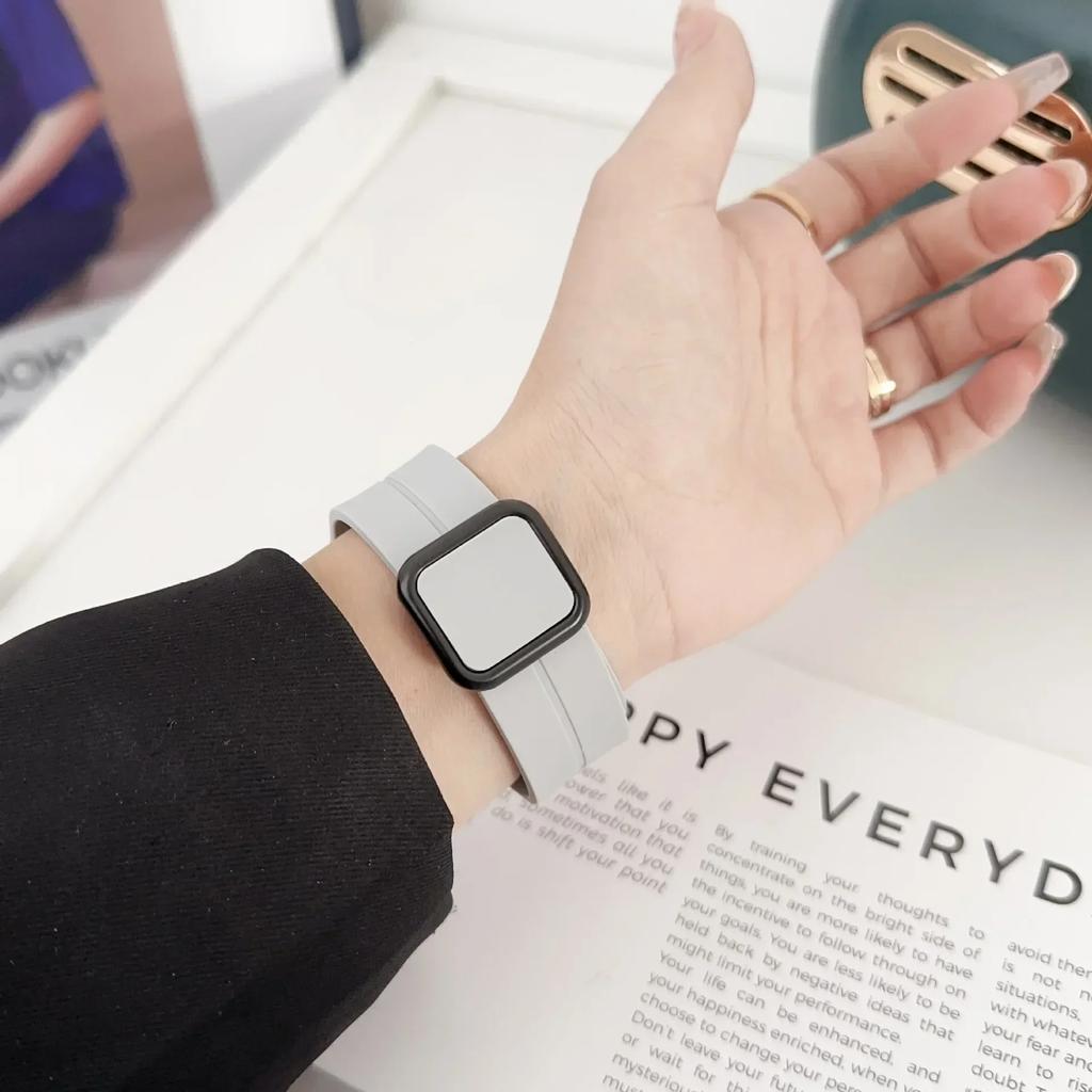 Новый силиконовый ремешок с магнитной застежкой для Apple Watch Band 44мм 45мм 38мм 49мм 40 42 41мм Спортивный браслет iWatch ultra 2 9 6 7 8 SE