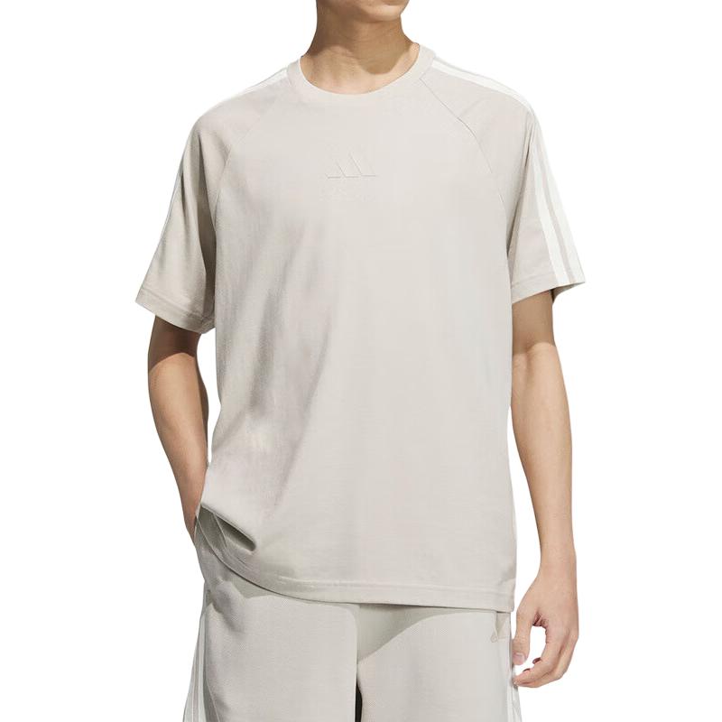 Adidas T Shirts Men's Gray Crew Neck Moderate Straight Fit KC3866-