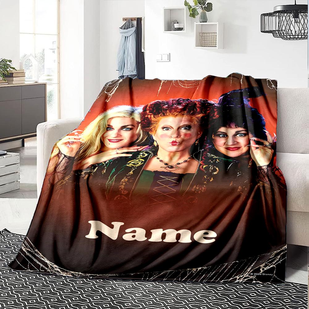 Custom Name Hocus Pocus Theme Printed Blanket - Perfect for Couch, Bed, Travel & Outdoor Use | Machine Washable, Cozy & Durable.