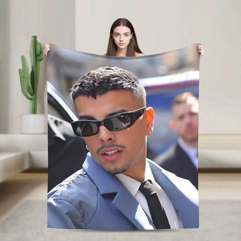 Rauw Alejandro Flannel Throw Blanket for Kids and Adults Soft Warm Bedspread for Couch or Bed Quality Gift