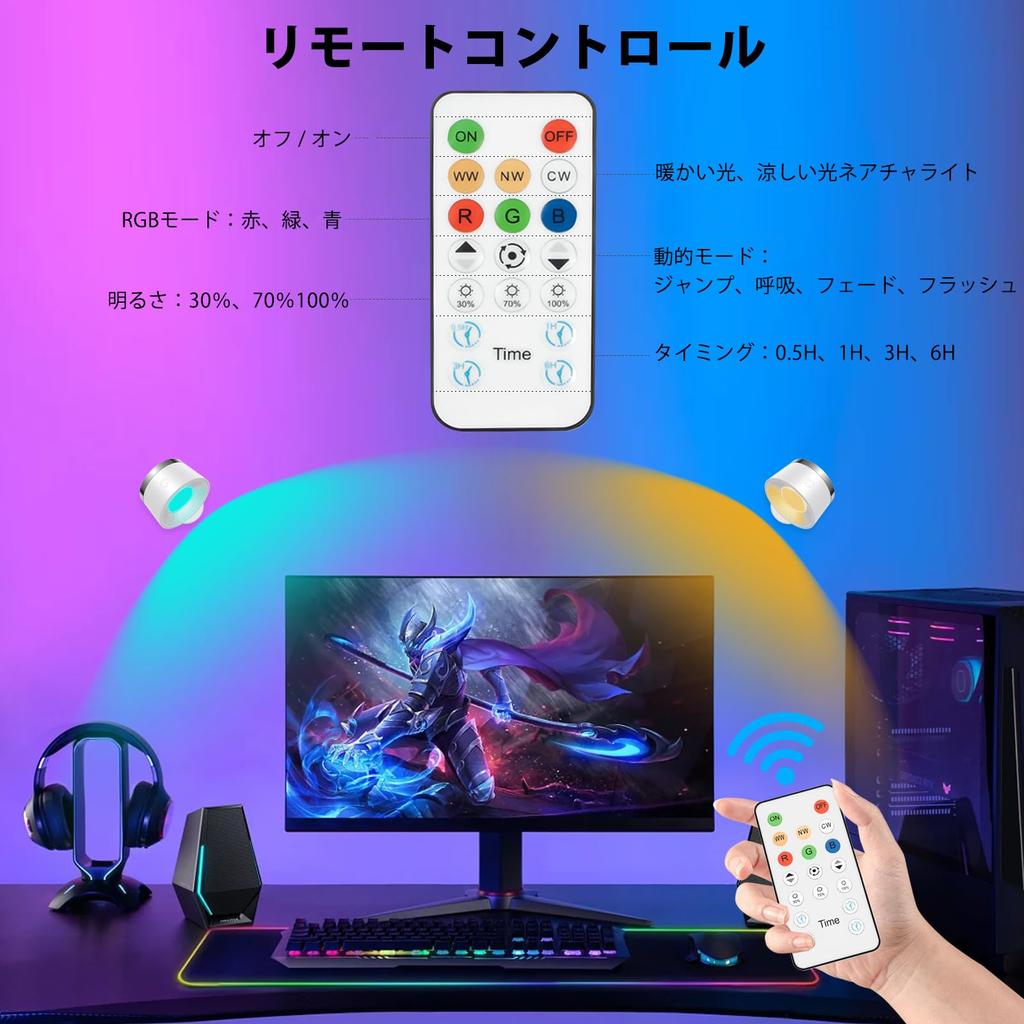 Set of 2 LED Bracket Wall Mounted Light with Remote 3 Color Temperatures and 13 RGB and Dimmable Magnetic Free Rotation LED Magnetic Wall Light No