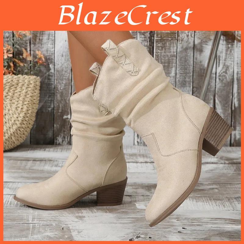 And New Autumn 2025 Spring Round Head Leather Face White Cover Fashion Womens Large Medium Sleeve Boots Women Boots