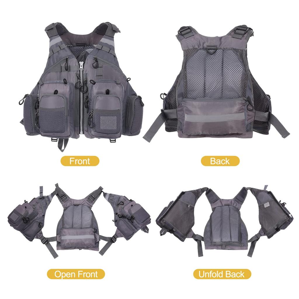 Lixada Fishing High Large Multiple Load Capacity Up To One Size Fits All Vest, Buoyancy, Breathable, Capacity, Pockets, Unisex, 95kg,
