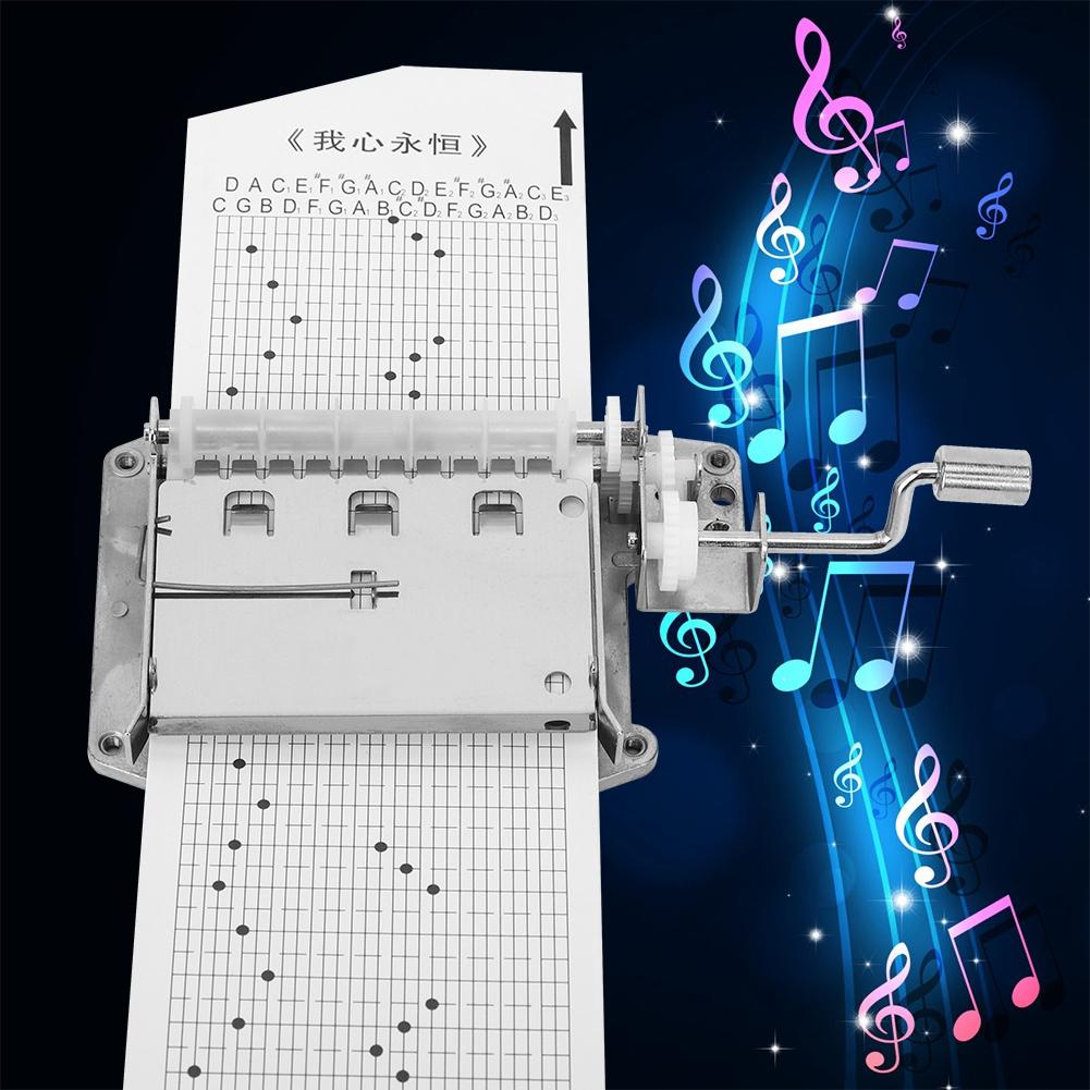 30 Note Hand Crank Movement with 15Pcs Blank Tape 15Pcs Music Tape Hole Puncher Music Box DIY
