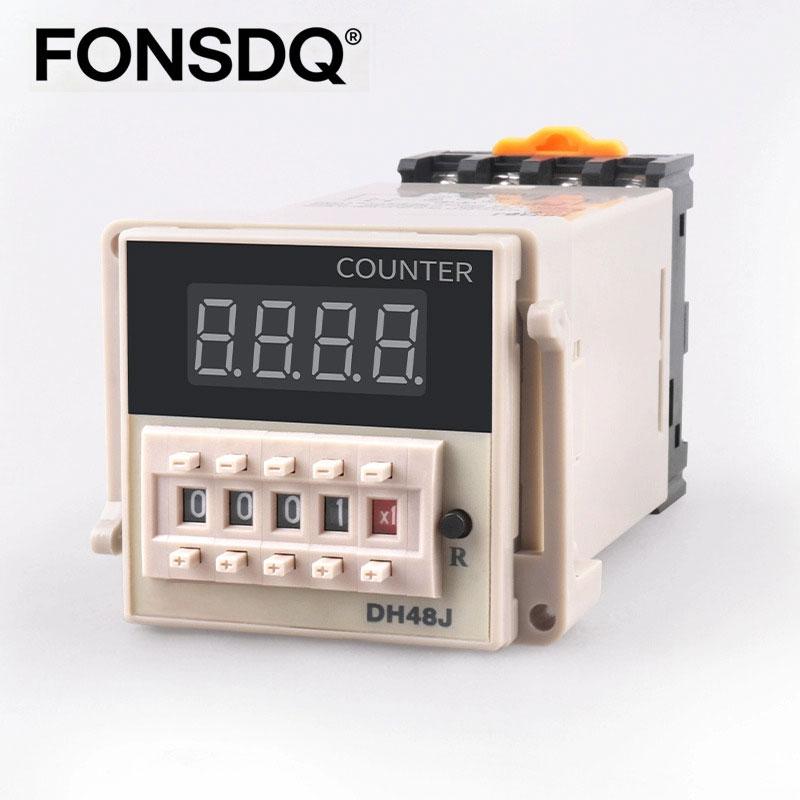 DH48J Counter Relay 1-999900 8 Pin 11Pin DC12V 24V AC110V 220V Contact Electronic Preset Digital Display Relay With Base 1