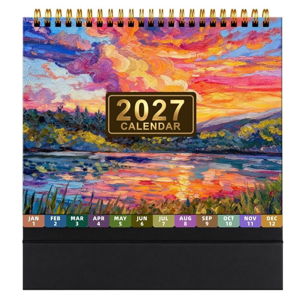Spiral Bound Standing Flip Calendar Standing Design Table Calendar 2027 Desk Calendar Home Use