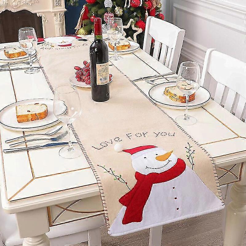 Santa Snowman Table Mat Christmas Decoration Table Runner Home Kitchen Decor Table Flag Christmas Ornaments