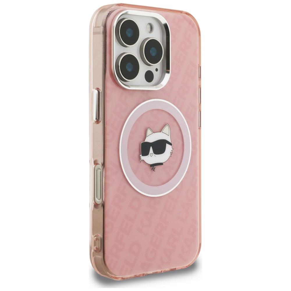 Karl Lagerfeld IML Choupette Head Logo MagSafe Case for iPhone 16 Pro Max Pink