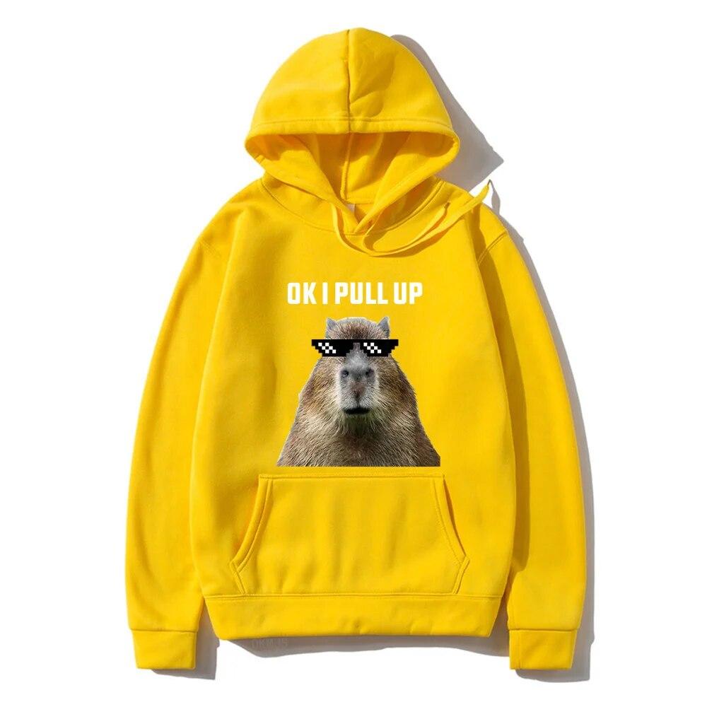 Забавная толстовка с принтом капибары, унисекс, повседневные толстовки с капюшоном большого размера, готические пуловеры, хит продаж, одежда унисекс