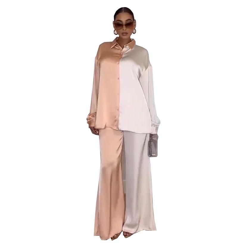 Женский двухцветный комплект топ и брюки с африканским принтом 2023