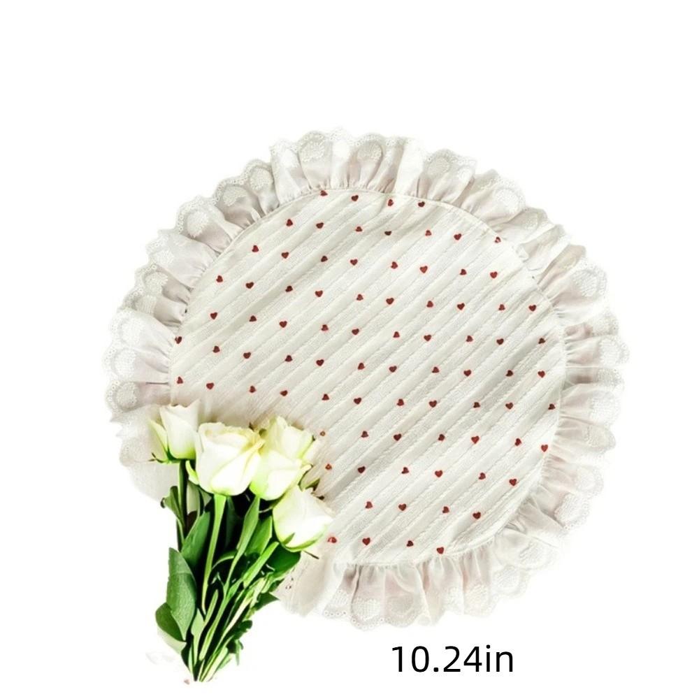 Square/Round Lace Ruffles Placemats Girly Style Heart Pattern Placemats Food Photography
