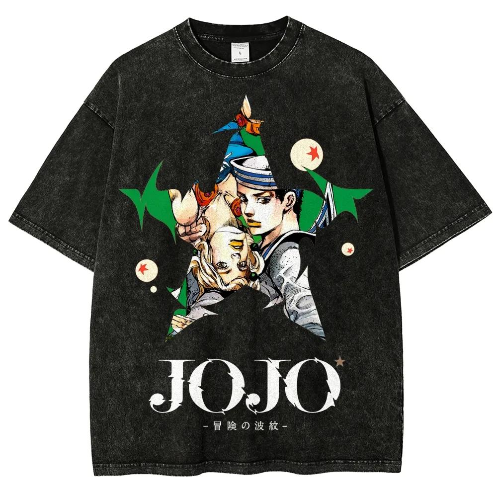 Vintage JoJos Bizarre Adventure Anime Character Graphic T Shirt for Men 100 Cotton Oversized Streetwear 2026 New