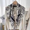 Elegant Thickened Mulberry Silk Twill Scarf/Shawl - Dual-Color Print for Women