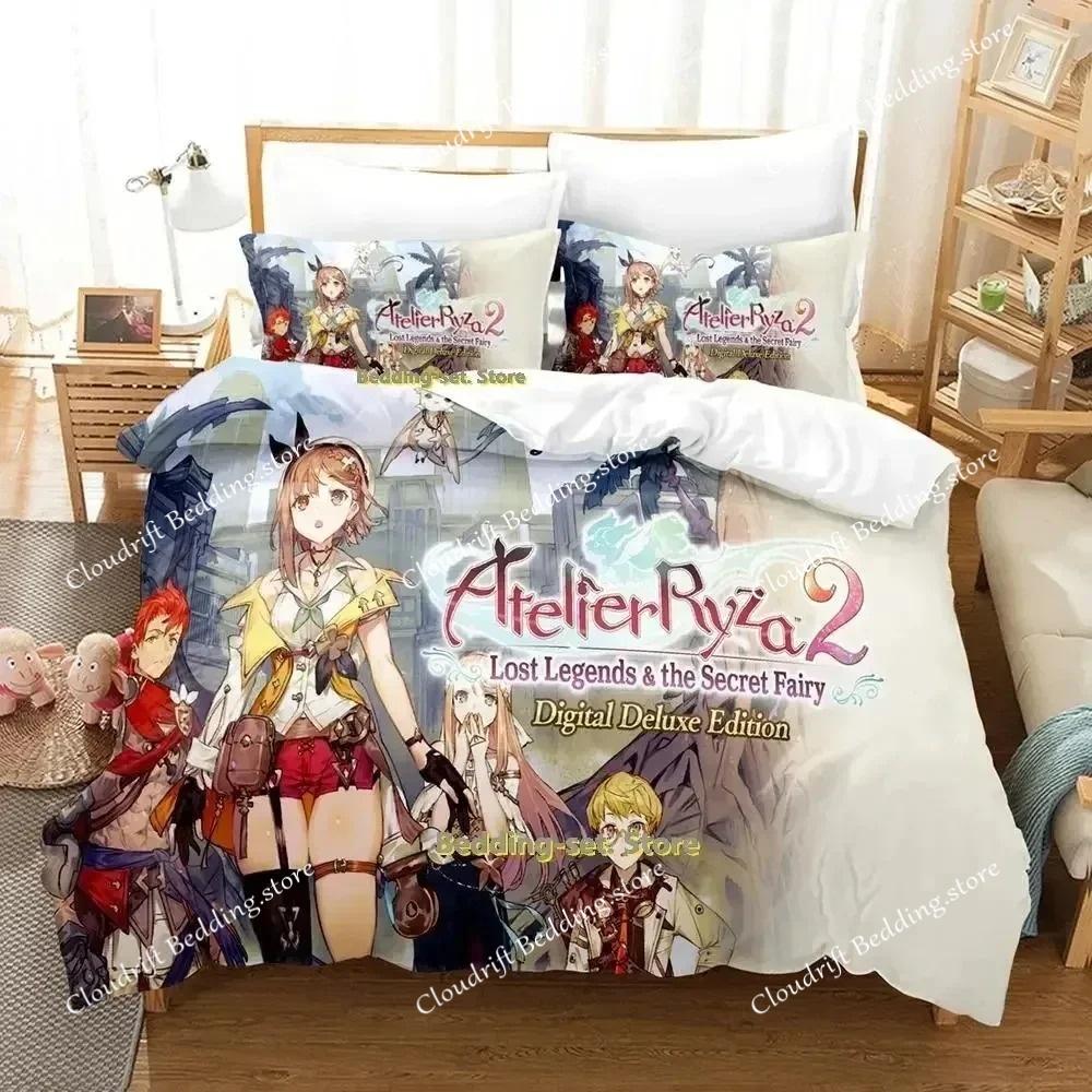 3D Печать Аниме Atelier Ryza Lost Legends&The Secret Fairy Комплект постельного белья Односпальный Полуторный Двуспальный Евро-размер Кинг-сайз Комплект постельного белья для Взрослых Детей