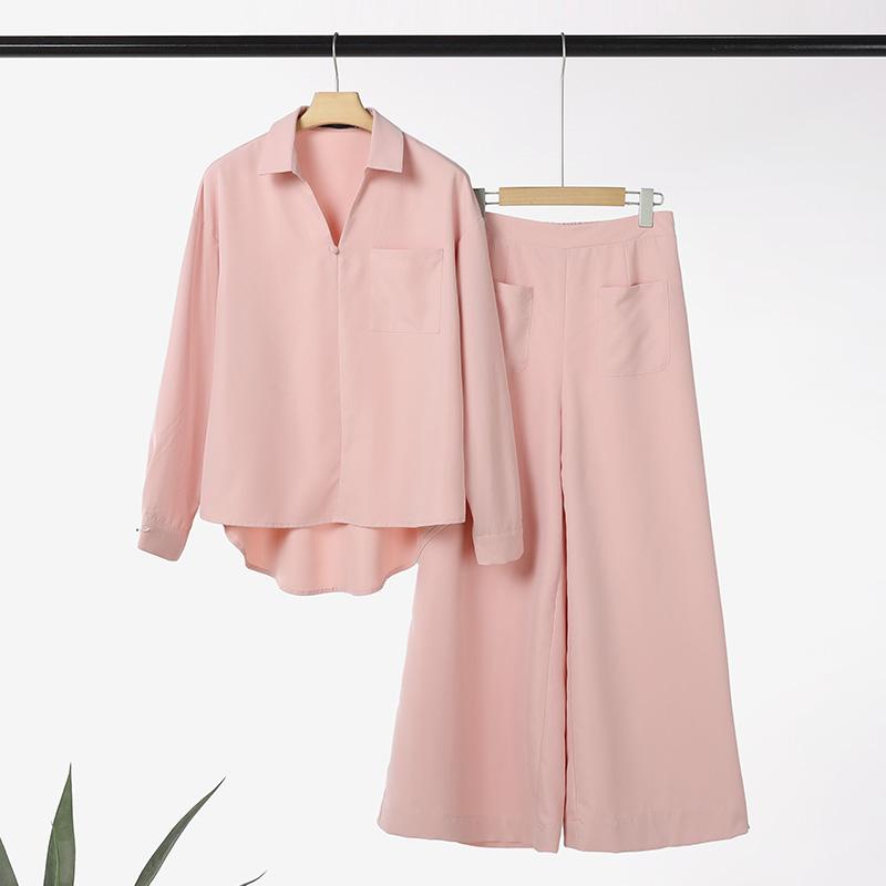 ZANZEA Женские повседневные комплекты из двух предметов: блузка с длинным рукавом и брюки