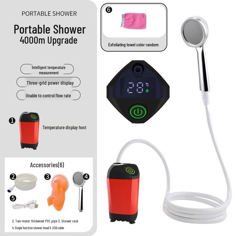Портативный электрический душ для купания на открытом воздухе, строительных площадках, в общежитиях и сельских домах.
