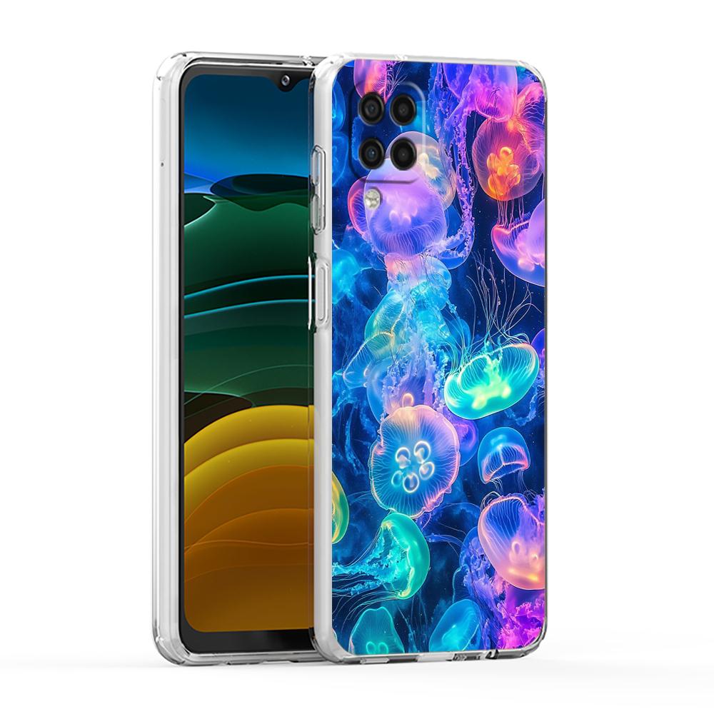 Мягкий чехол для Samsung Galaxy A25 A23 A22 A52S A52 A55 A72 A41 A31 A13 A11 Прозрачный чехол для телефона Розовый медуза Океанический узор