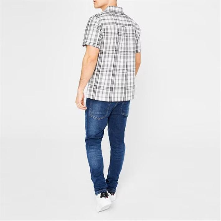 Lee Cooper Men' White Checked Smart Casual Shirt, Size