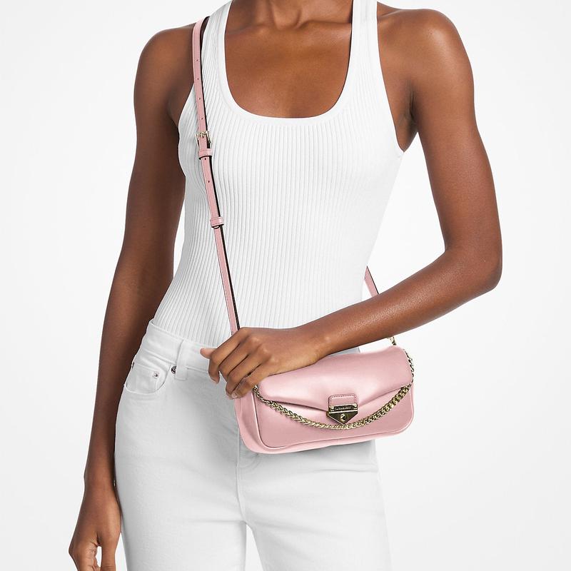 Michael Kors Soho Золотая Фурнитура Искусственная Кожа Смесь Сумка Через Плечо Ручная Сумка Маленькая Женская Розовый