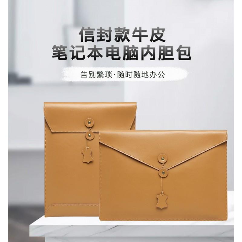 Laptop Sleeve 13 Inch MacBook Air Genuine Leather Envelope Bag Fits 14 Laptops