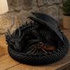 Готический Дракон-Хранитель Поднос для украшений 3D-печать Свернувшийся Дракон Фигурка Держатель для хранения Декор для стола Брелок Мелочи Дисплей