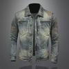 Мужская джинсовая куртка в стиле ретро с рваными краями — повседневный, модный, универсальный топ на осень/зиму