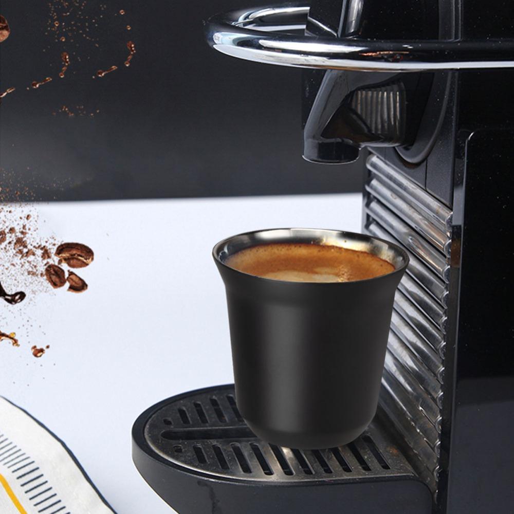 Matte Black Double Layer Coffee Cup Double Wall Espresso Cups Espresso Drinking
