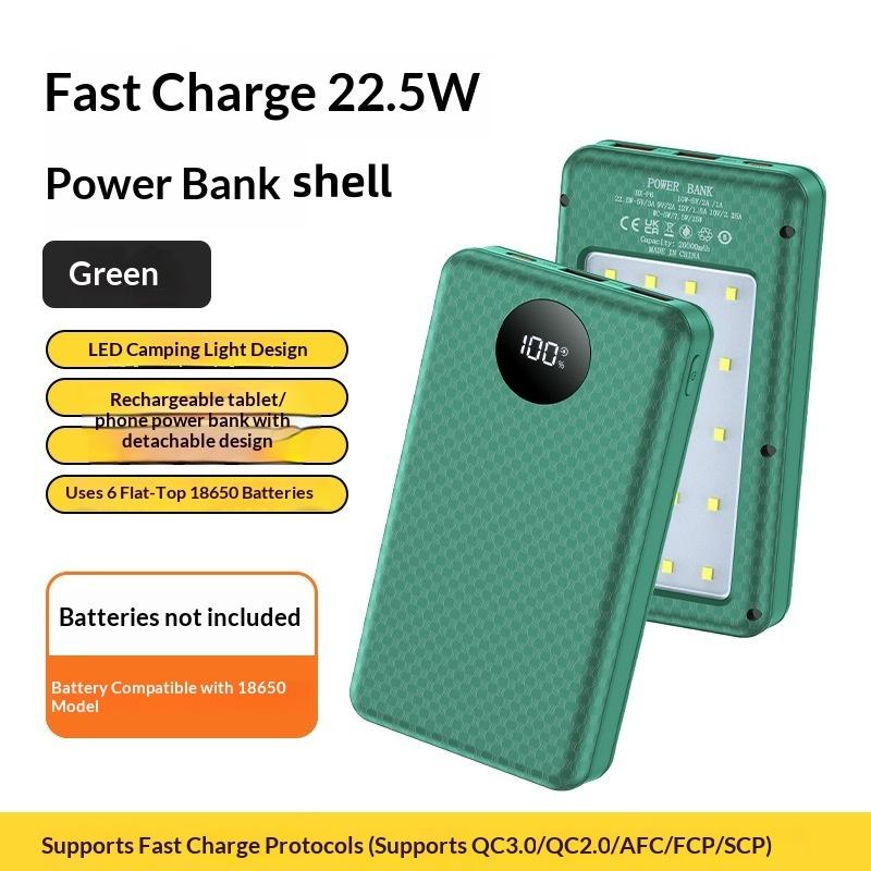 1 шт. Двойной USB Type-C Зарядный корпус 6*18650 Power Bank Держатель батарейного отсека с походными фонарями для телефона Кейсы для батарей 18650