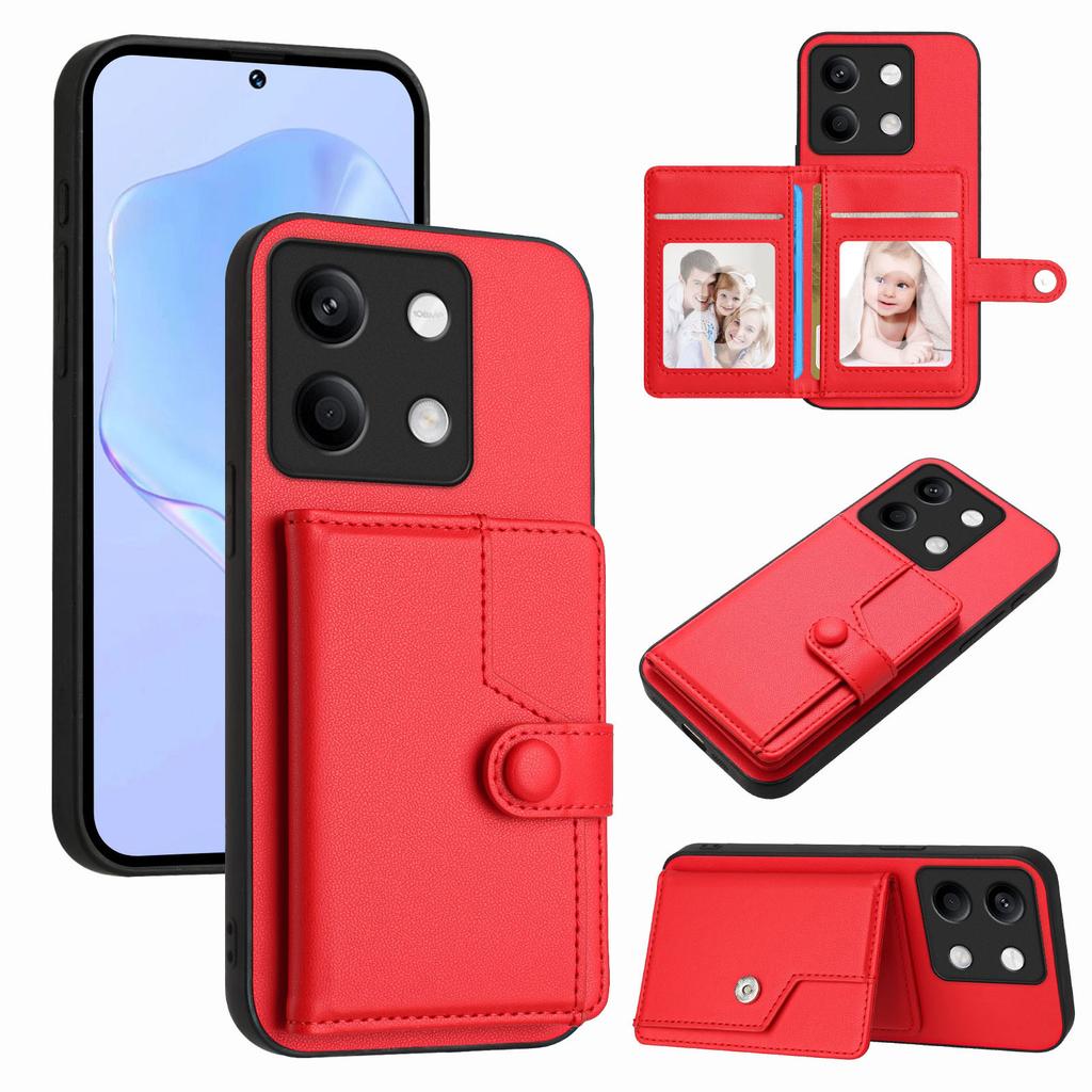 Чехол для Xiaomi Redmi Note 13 5G с блокировкой RFID, держателем для карт, подставкой, из ТПУ + ПУ кожи, задняя крышка телефона